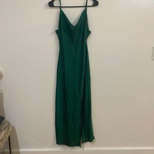 Green cowl neck slip dress